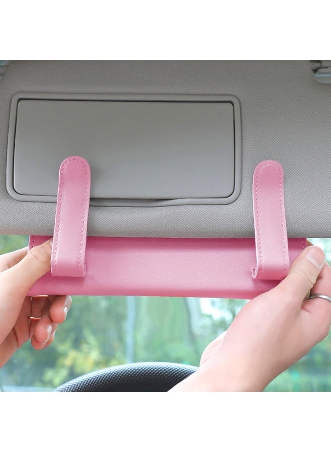 بريميوم العالمي الوردي PU الجلد السيارة الشمس شاشة الأنسجة ورقة حامل تخزين صندوق الحالات حامل للسيارة, موزع الورق للسيارة, السيارة الأنسجة منديل حامل صندوق للسيارة, معلق الأنسجة كليب - Image 3